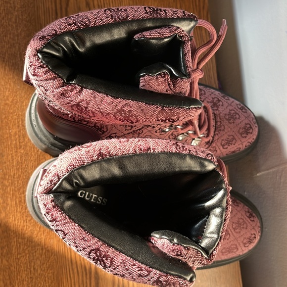 Guess Combat Boots Ankle Boots Lace-up Chunky Dark Red, Women’s Sz 7 - Picture 12 of 13